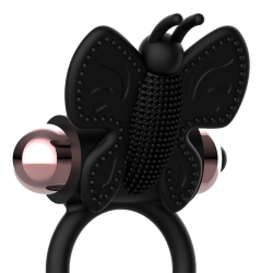 Coquette Chic Desire - Cockring Papillon Avec Vibrateur Noir/ Or